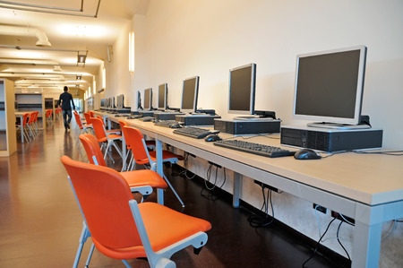 Computers in a student libraryのeditorial素材