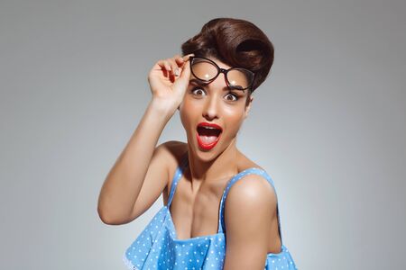 Picture of attractive pin-up girl at studio