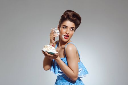 Picture of attractive pin-up girl at studio