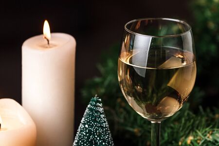 Christmas decoration. Blurred colorful lights background. Close upの写真素材