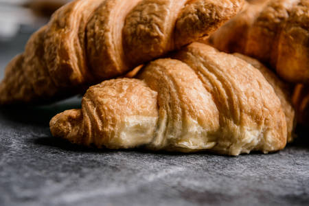 Picture of croissants on grey table. Macro.の写真素材
