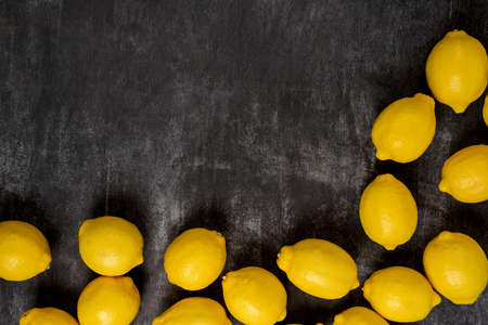 Picture of lemons on grey background. Macro.の写真素材