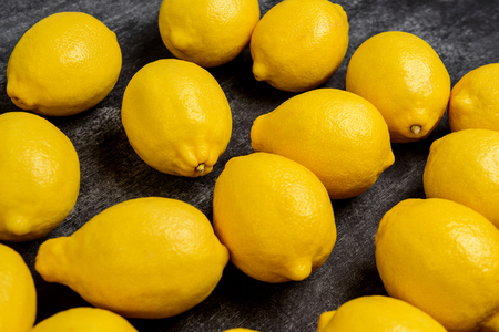 Picture of lemons on grey background. Macro.の写真素材