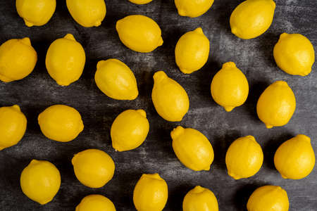 Picture of lemons on grey background. Macro.の写真素材
