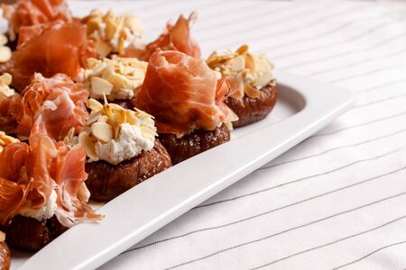 Picture of canape on white background. Macro.