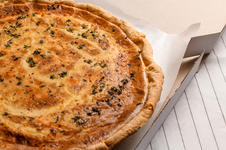 Picture of cheese pie on white background. Macro.の写真素材