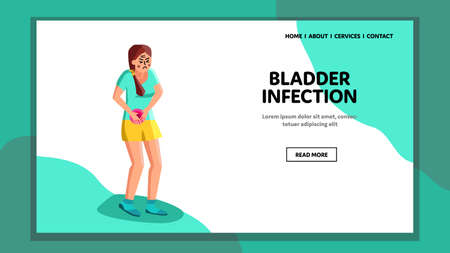 Girl Suffering Bladder Infection Disease Vectorのイラスト素材