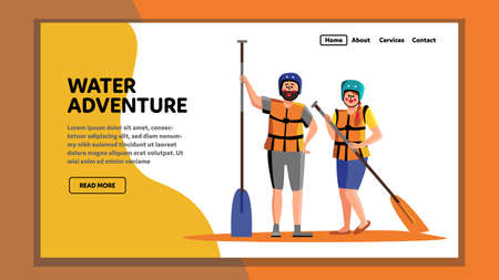 Water Adventure Tourists Sport Equipment Vectorのイラスト素材