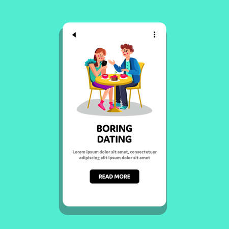 Boring Dating Young Couple At Table In Cafe Vectorのイラスト素材