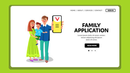 Family Application Installed On Smartphone Vectorのイラスト素材
