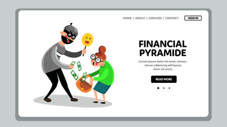 Financial Pyramid Steals Money Old People Vectorのイラスト素材