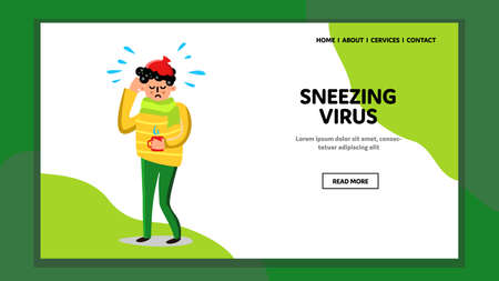 Sneezing Virus Respiratory Disease Man Vectorのイラスト素材