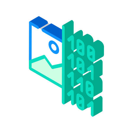 image binary code isometric icon vector illustrationのイラスト素材