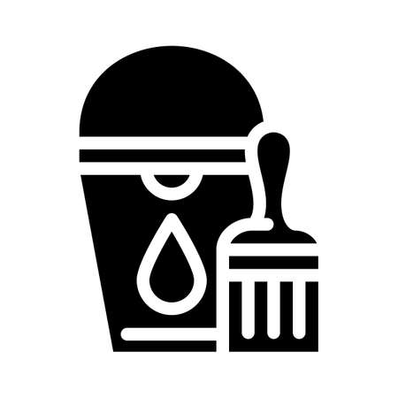 bucket with brush glyph icon vector illustrationのイラスト素材