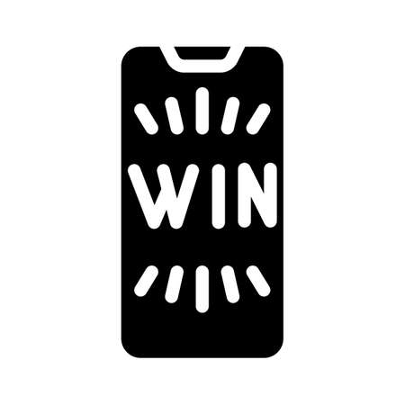 win smartphone screen glyph icon vector illustrationのイラスト素材
