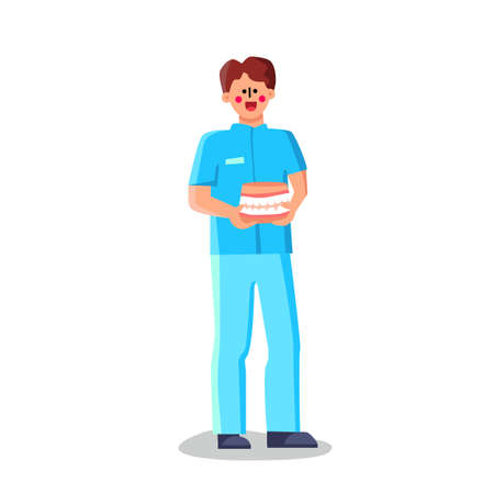 Orthodontist Doctor Medical Worker Hold Jaw Vectorのイラスト素材
