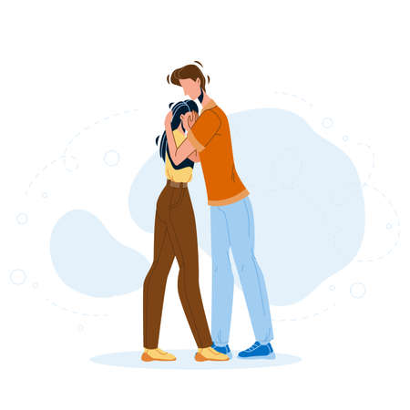 Man Forgive And Hugging Woman Relationship Vectorのイラスト素材
