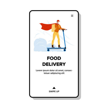 Food Delivery Service Worker Riding Scooter Vectorのイラスト素材