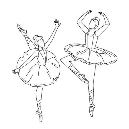 Ballerinas Wearing Tutu Dancing Ballet Vector Illustrationのイラスト素材