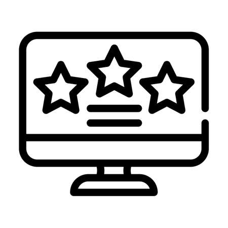 review stars on computer screen line icon vector illustrationのイラスト素材
