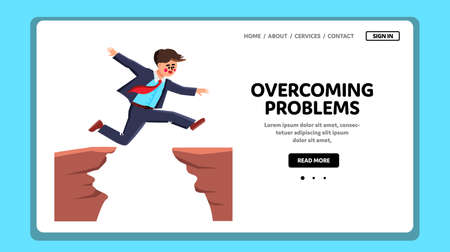 Man Overcoming Problems And Difficulties Vector Illustrationのイラスト素材