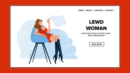 Lewd Woman Sitting On Chair And Smoking Vectorのイラスト素材
