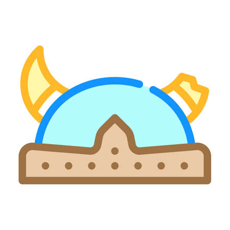 horned viking helmet color icon vector illustrationのイラスト素材