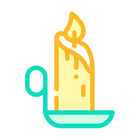 burning candle color icon vector flat illustrationのイラスト素材