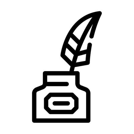 ink with feather line icon vector illustrationのイラスト素材