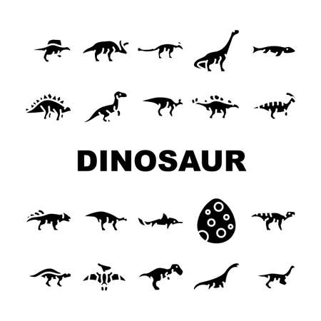 Dinosaur Wild Animal Collection Icons Set Vectorのイラスト素材