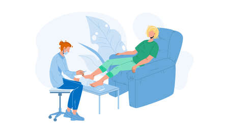 Pedicure Getting Woman In Beauty Salon Vectorのイラスト素材