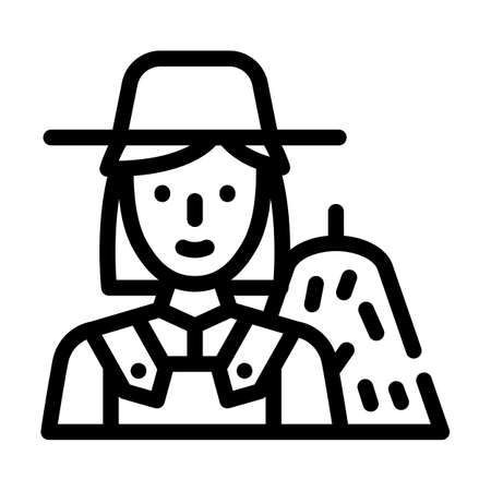 farmer woman job line icon vector illustrationのイラスト素材