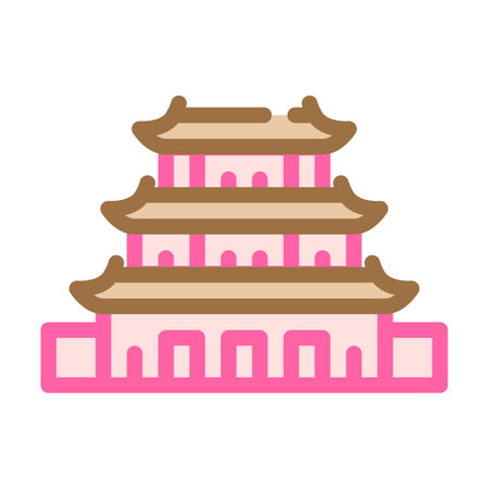 puning temple, china color icon vector illustrationのイラスト素材