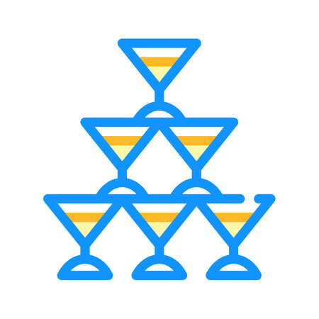 champagne glass tower color icon vector illustrationのイラスト素材