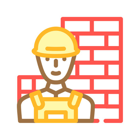 builder worker color icon vector illustrationのイラスト素材