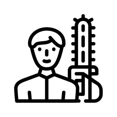 lumberjack worker line icon vector illustration flatのイラスト素材