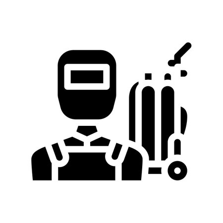 welder worker glyph icon vector illustration blackのイラスト素材