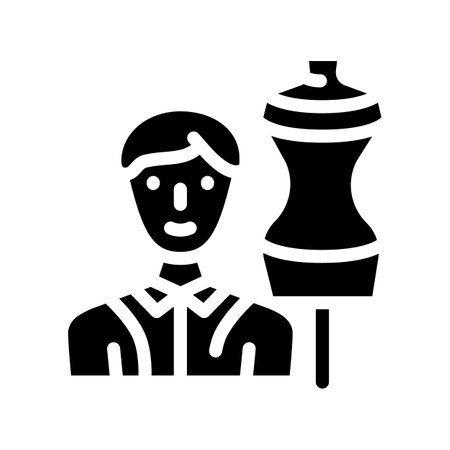 fashion designer worker glyph icon vector illustrationのイラスト素材