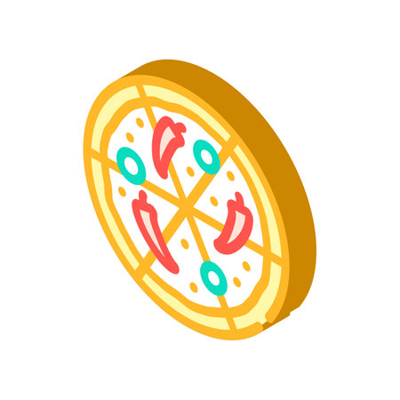 pizza with spicy peppers glyph icon vector illustrationのイラスト素材