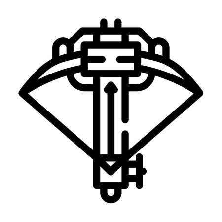 ballista crossbow line icon vector illustration blackのイラスト素材