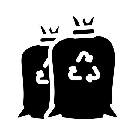 garbage bags glyph icon vector illustration blackのイラスト素材