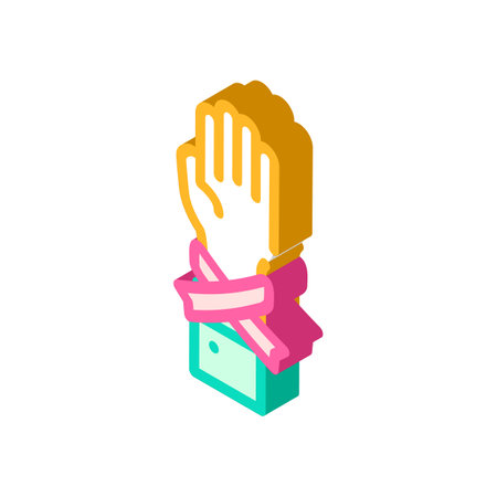hand with ribbon symbol aids hiv isometric icon vector illustrationのイラスト素材