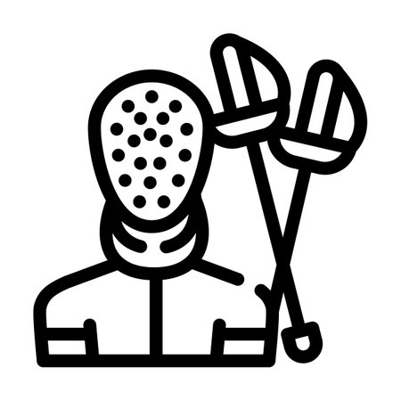 fencing sport line icon vector illustration blackのイラスト素材