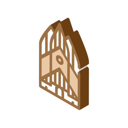 grundtvig church isometric icon vector illustration colorのイラスト素材