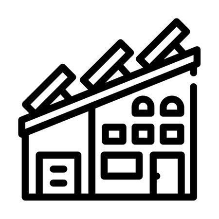 house roof with solar panels line icon vector illustrationのイラスト素材