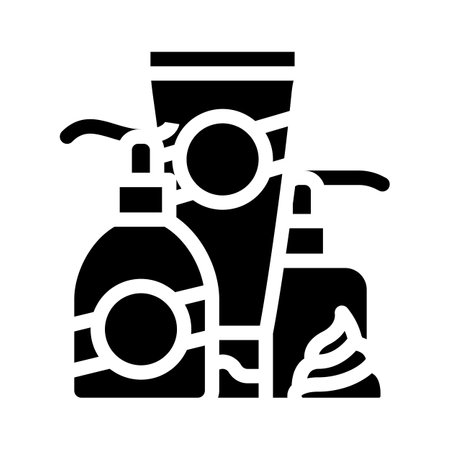 hands cream and lotion glyph icon vector illustrationのイラスト素材