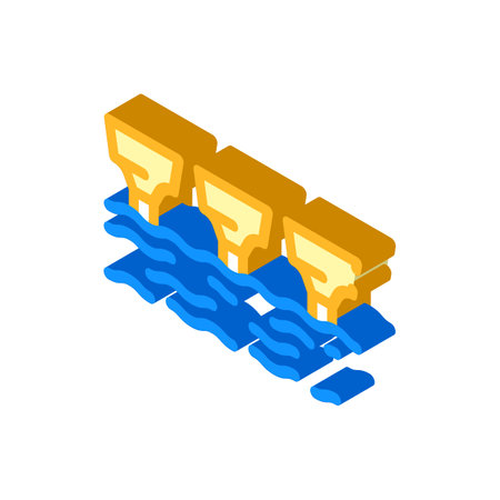sea electric tidal power plant isometric icon vector illustrationのイラスト素材