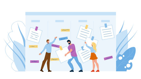 Businesspeople Agile Performing Job Tasks Vector Illustrationのイラスト素材