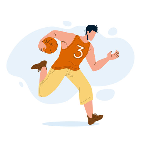 Basketball Player Man Running With Ball Vectorのイラスト素材