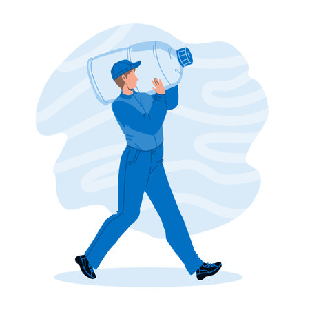 Water Delivery Service Worker Carry Bottle Vectorのイラスト素材